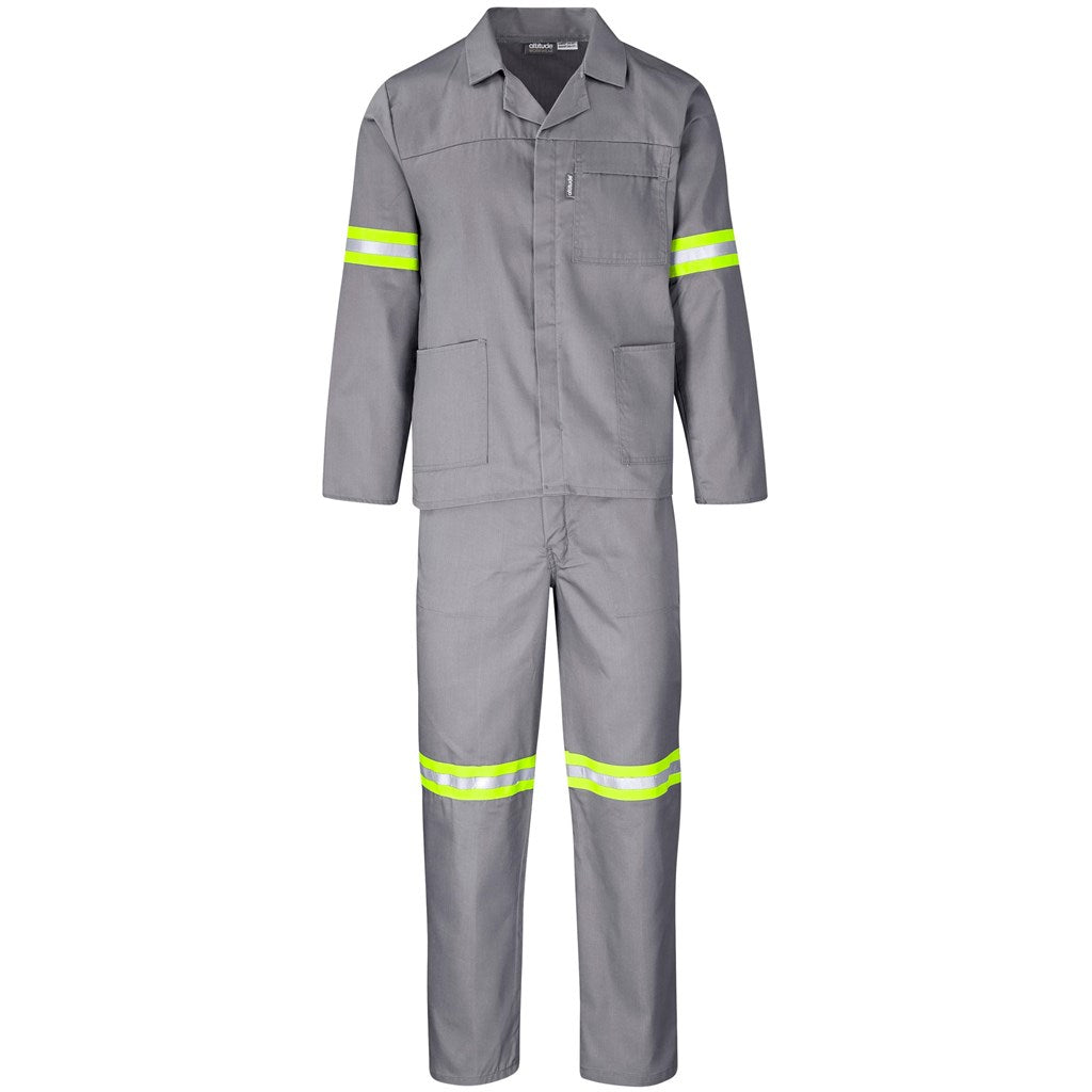 Trade Polycotton Conti Suit - Reflective Arms & Legs - Yellow Tape GREY