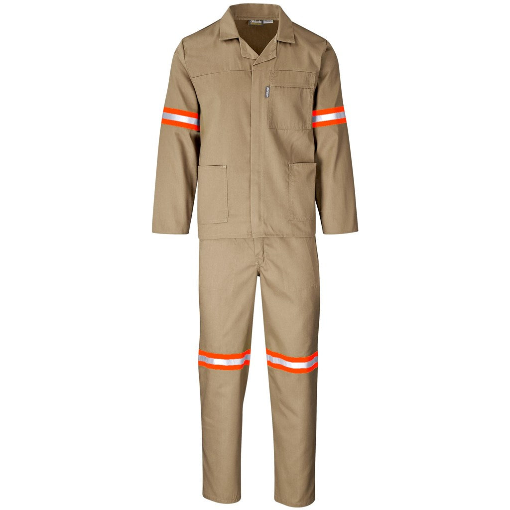 Trade Polycotton Conti Suit - Reflective Arms & Legs - Orange Tape KHAKI