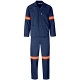 Trade Polycotton Conti Suit - Reflective Arms & Legs - Orange Tape NAVY