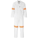 Trade Polycotton Conti Suit - Reflective Arms & Legs - Orange Tape WHITE