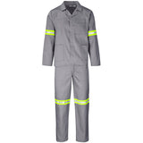 Trade Polycotton Conti Suit - Reflective Arms, Legs & Back - Yellow Tape GREY