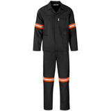 Trade Polycotton Conti - Suit Reflective Arms, Legs & Back - Orange Tape BLACK