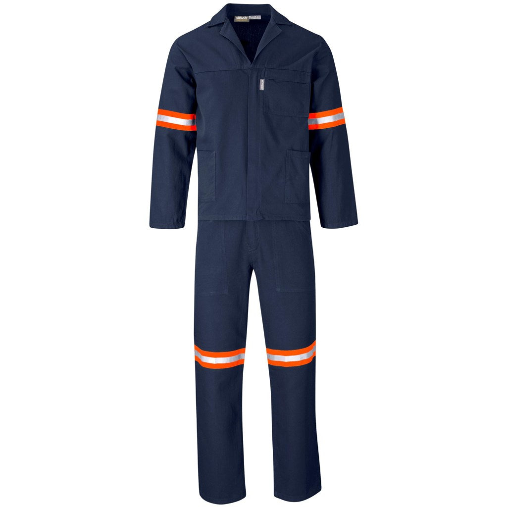 Technician 100% Cotton Conti Suit - Reflective Arms & Legs - Orange Tape NAVY