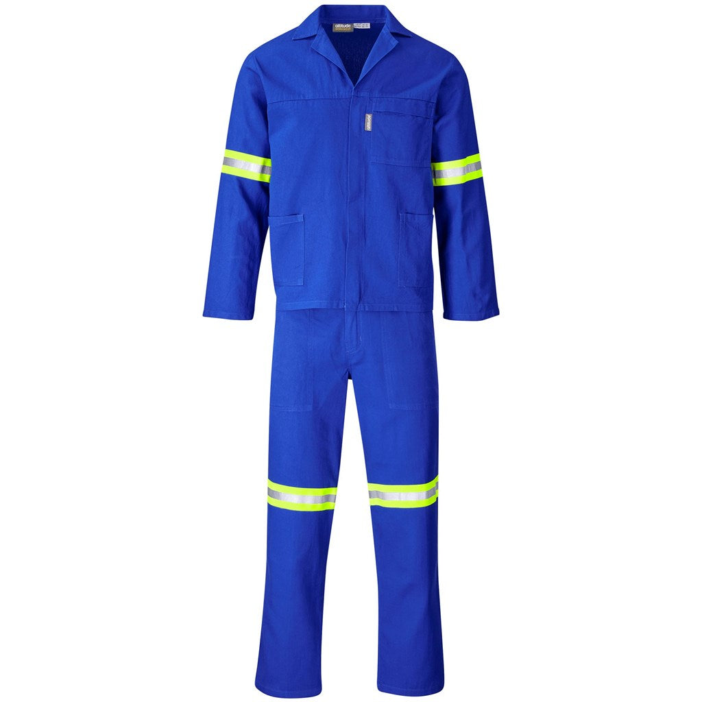 Technician 100% Cotton Conti Suit - Reflective Arms, Legs & Back - Yellow Tape ROYAL BLUE