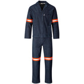 Vintage 100% Cotton Denim Conti Suit - Reflective Arms & Legs - Orange Tape DARK BLUE