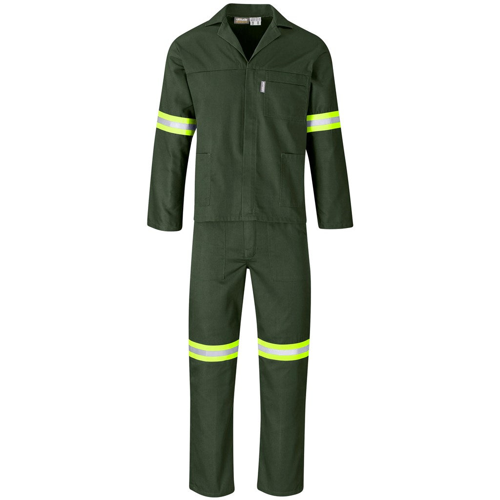 Acid Resistant Polycotton Conti Suit - Reflective Arm & Legs - Yellow Tape OLIVE