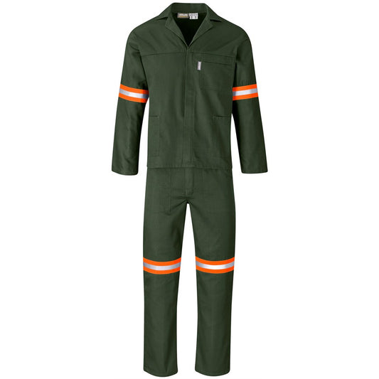 Acid Resistant Polycotton Conti Suit - Reflective Arm & Legs - Orange Tape OLIVE