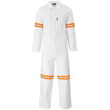 Safety Polycotton Boiler Suit - Reflective Arms & Legs - Orange Tape WHITE