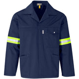 Site Premium Polycotton Jacket - Reflective Arms - Yellow Tape NAVY