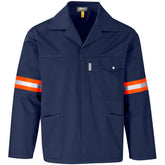 Site Premium Polycotton Jacket - Reflective Arms - Orange Tape NAVY