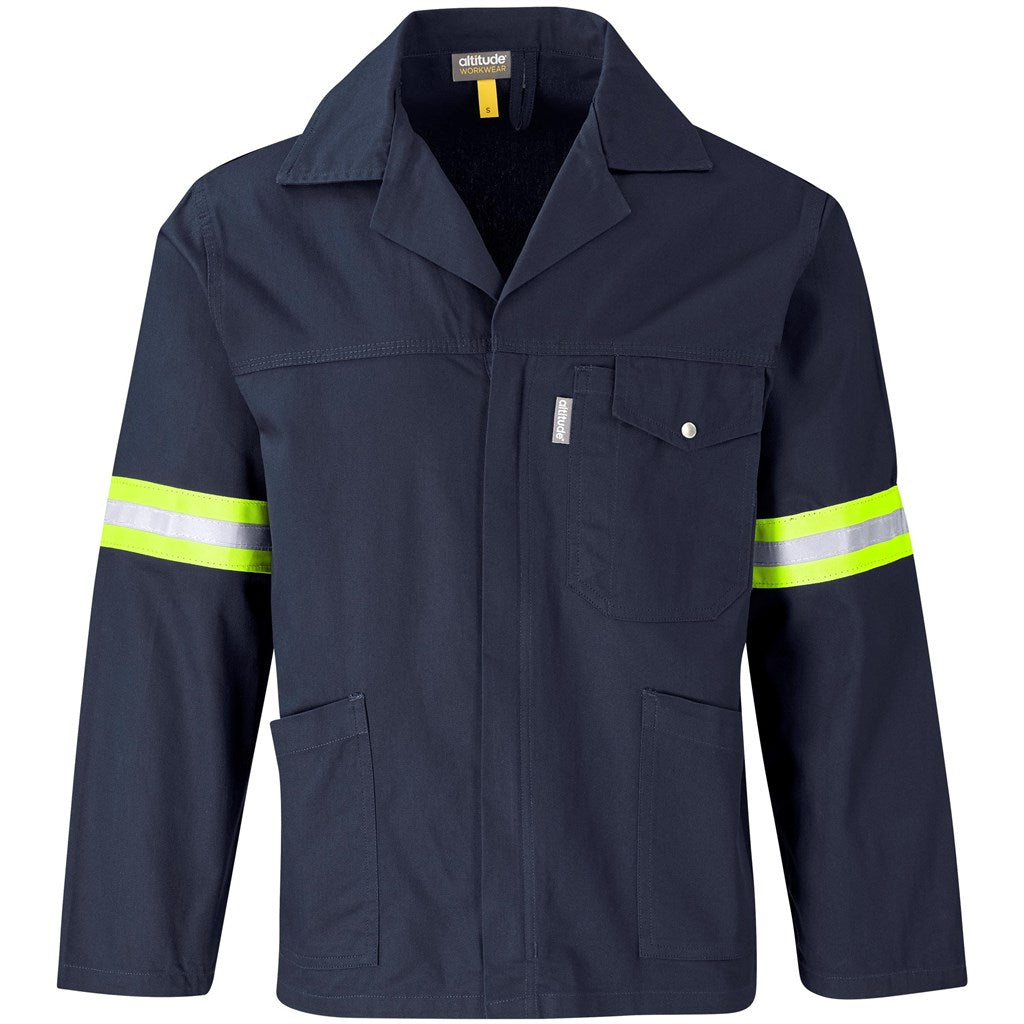Artisan Premium 100% Cotton Jacket - Reflective Arms - Yellow Tape NAVY
