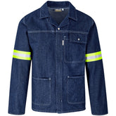 Cast Premium 100% Cotton Denim Jacket - Reflective Arms - Yellow Tape BLUE