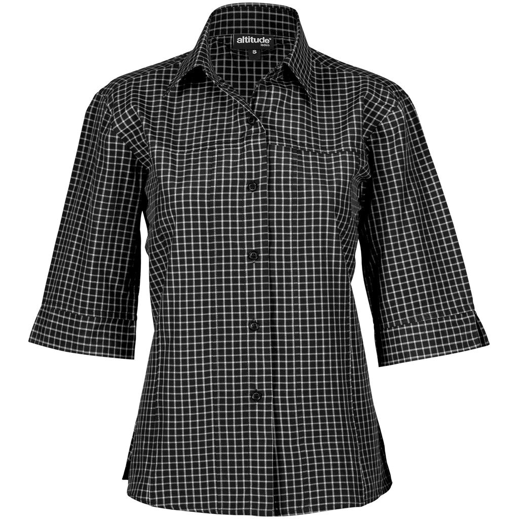 Ladies 3/4 Sleeve Prestige Shirt - Black BLACK
