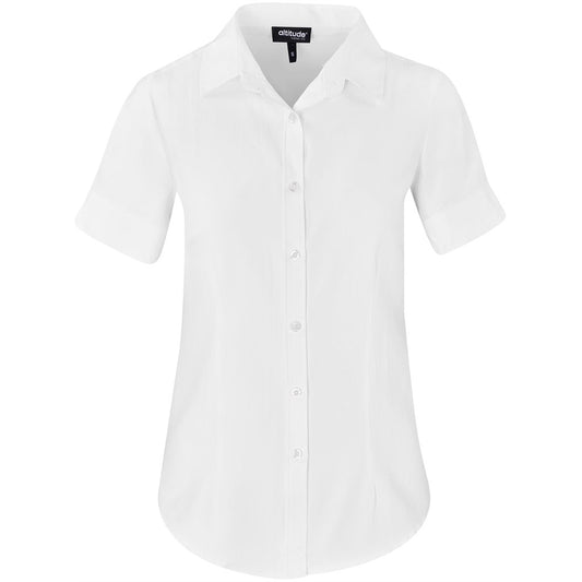 Ladies Short Sleeve Nottingham Shirt WHITE
