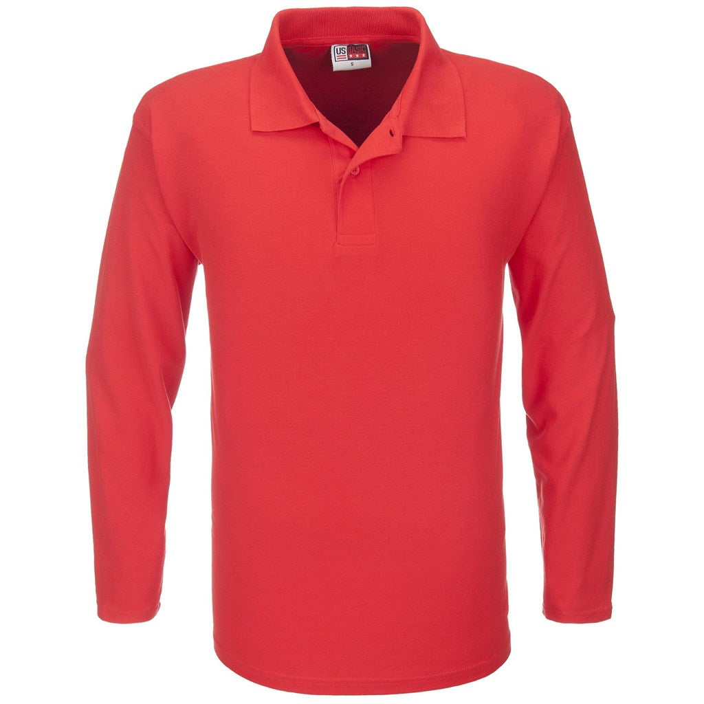 Mens Long Sleeve Boston Golf Shirt - Red RED