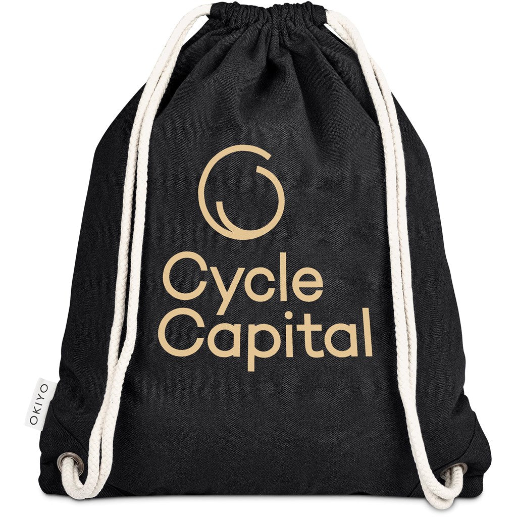 Okiyo Kinchaku Recycled Canvas Drawstring Bag BLACK