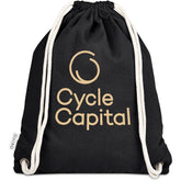 Okiyo Kinchaku Recycled Canvas Drawstring Bag BLACK