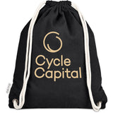 Okiyo Kinchaku Recycled Canvas Drawstring Bag BLACK