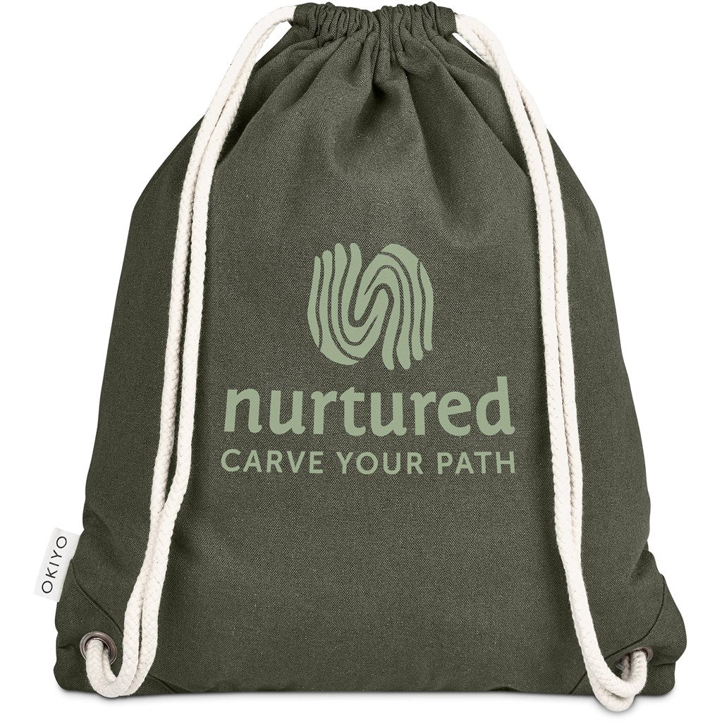Okiyo Kinchaku Recycled Canvas Drawstring Bag MILITARY GREEN