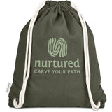 Okiyo Kinchaku Recycled Canvas Drawstring Bag MILITARY GREEN