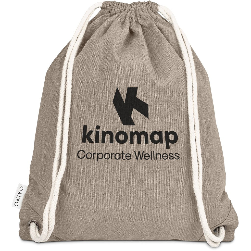Okiyo Kinchaku Recycled Canvas Drawstring Bag STONE