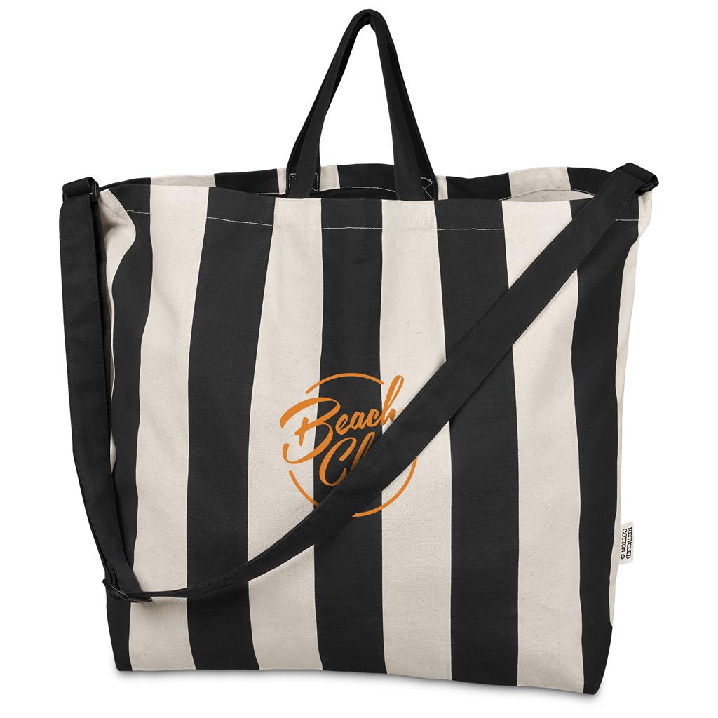 Okiyo Natsuri Recycled Cotton Canvas Large Beach Bag BLACK