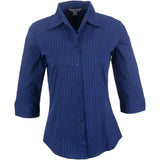 Ladies 3/4 Sleeve Manhattan Striped Shirt - Blue BLUE