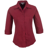Ladies 3/4 Sleeve Manhattan Striped Shirt - Red RED