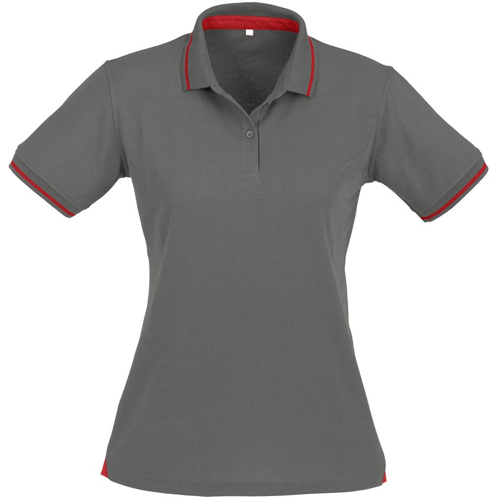 Ladies Jet Golf Shirt - Grey Red GREY RED