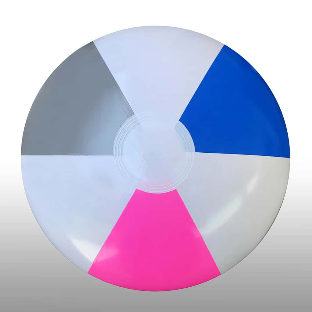 Beach Balls – 50cm .Silver, Blue Pink & White Multi colour