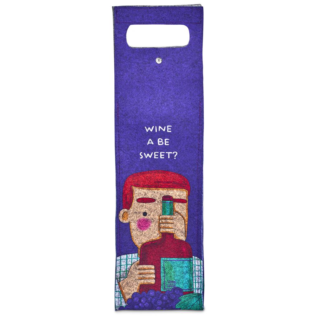 Hoppla Velto RPET Felt Single Wine Bottle Carrier