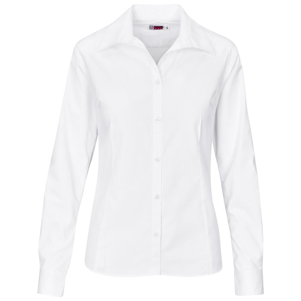 Ladies Long Sleeve Cotton Twill Moderna Shirt WHITE