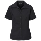 Ladies Short Sleeve Cotton Twill Moderna Shirt BLACK