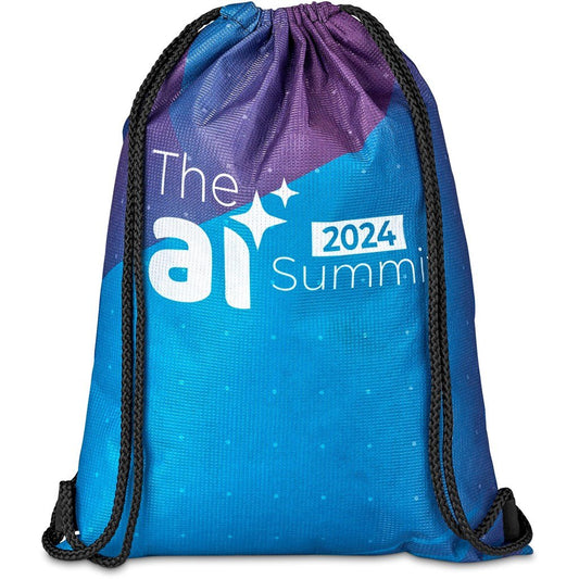 Pre-Printed Sample Hoppla Bellville Recycled PET Drawstring Bag BLACK