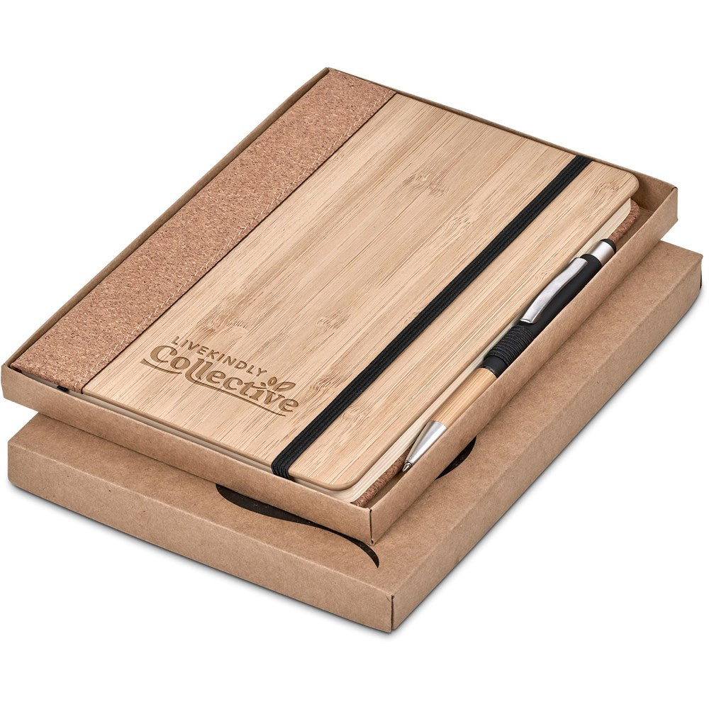 Okiyo Eri Bamboo & Cork Notebook & Pen Set NATURAL