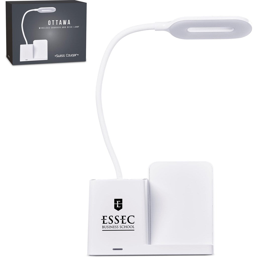 Swiss Cougar Ottawa Wireless Charger and Desk Lamp SOLID WHITE