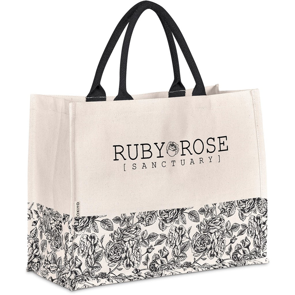 Okiyo Hana Printed Cotton Tote BLACK