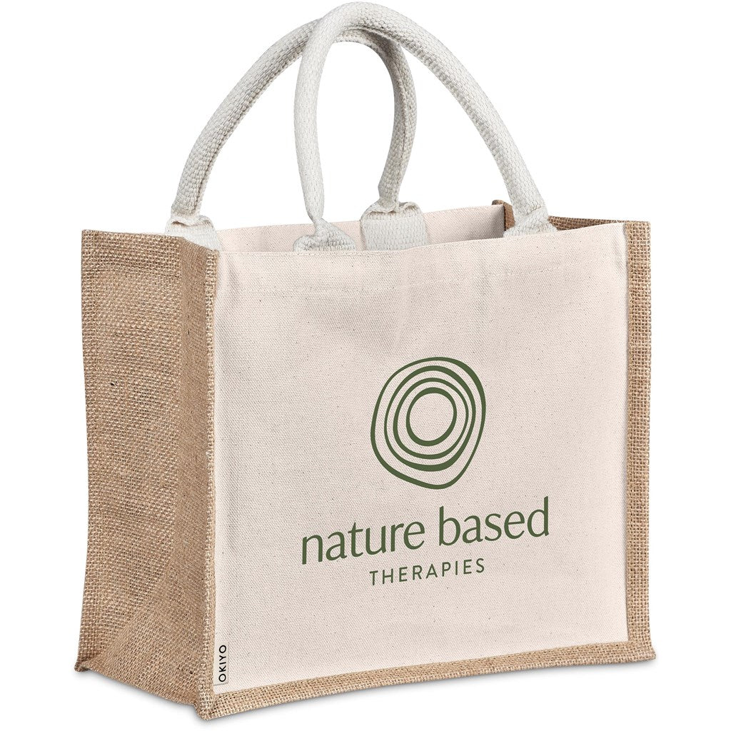 Okiyo Chinsai Midi Jute & Cotton Tote NATURAL