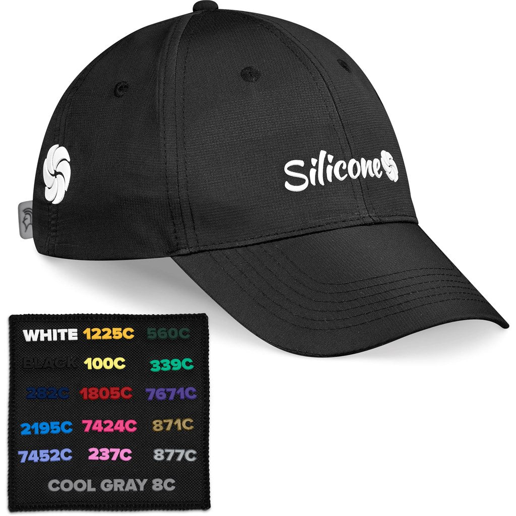 Pre-Branded Performance Cap Showcasing Silicone Branding BLACK