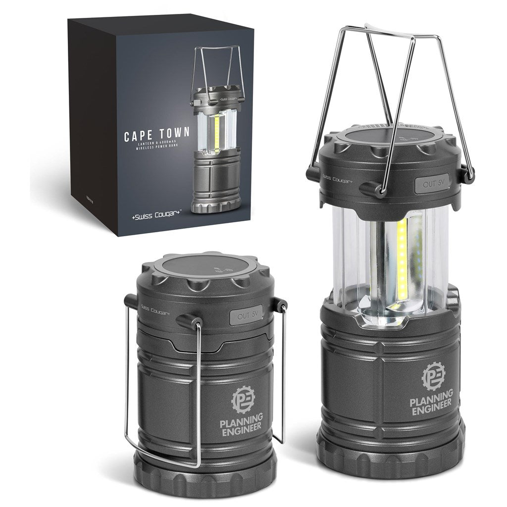 Swiss Cougar Cape Town Lantern & Wireless Charging Power Bank - 4,000mAh GUN METAL