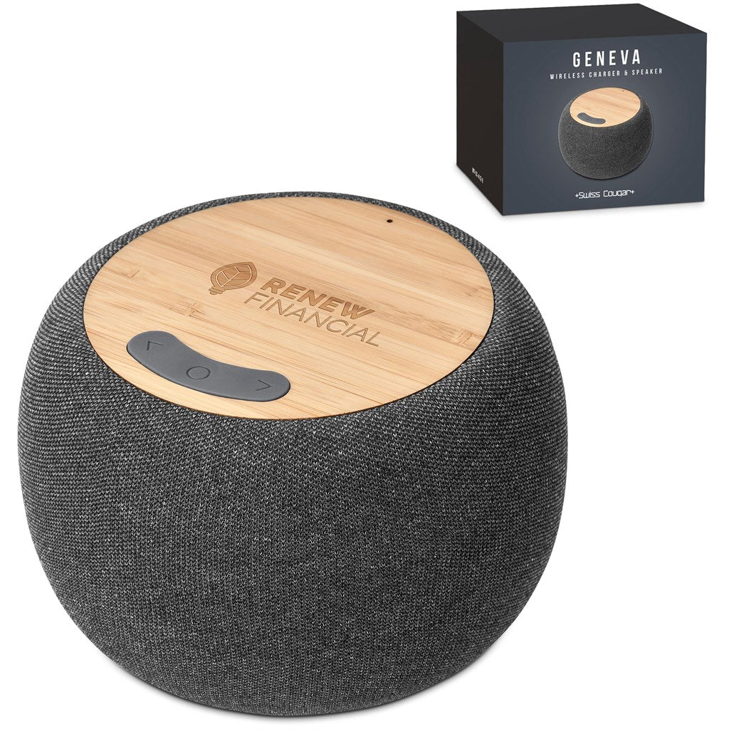 Swiss Cougar Geneva Wireless Charger & Bluetooth Speaker GREY
