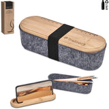 Okiyo Byoga Recycled PET Felt & Bamboo Stationery Case GREY