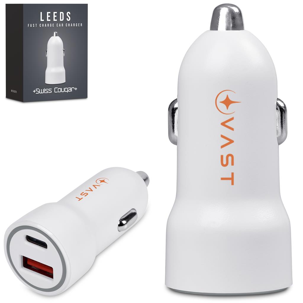 Swiss Cougar Leeds Fast Charge Car Charger SOLID WHITE