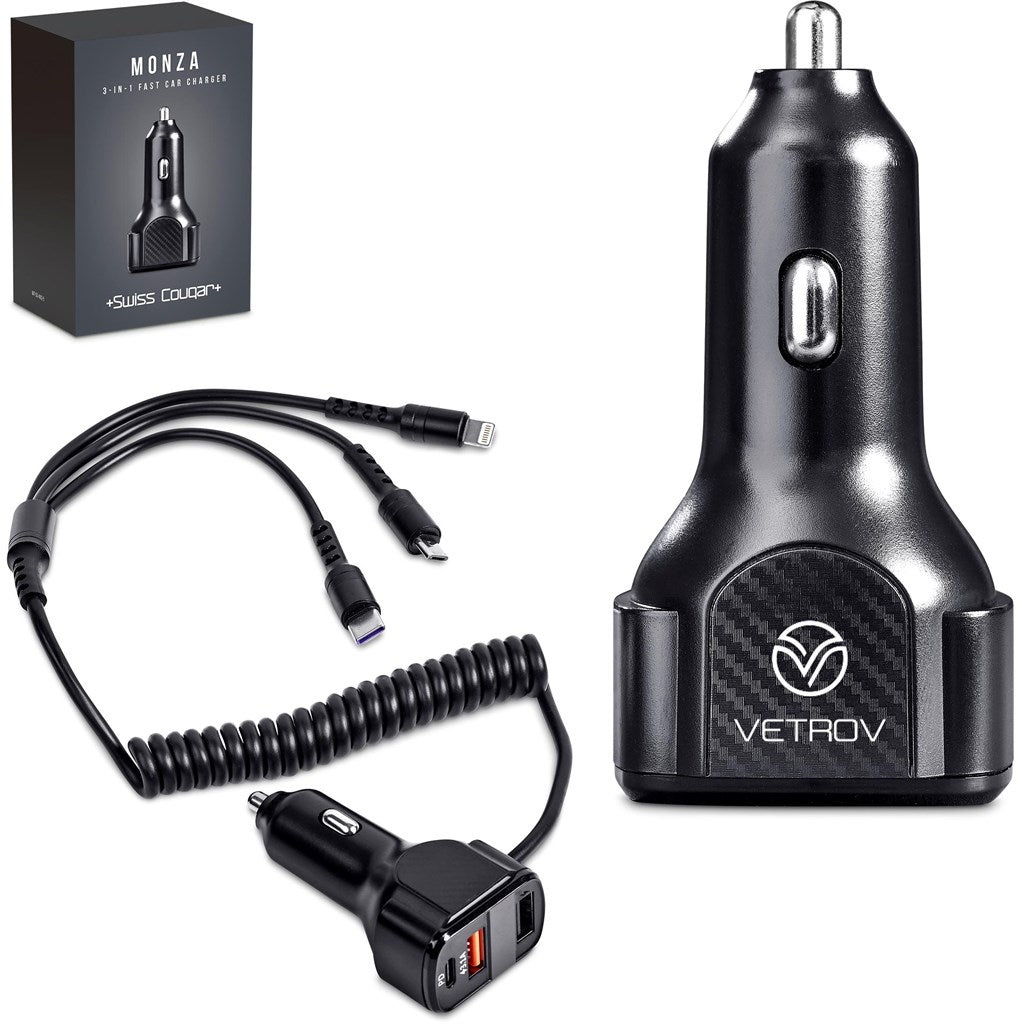 Swiss Cougar Monza 3-in-1 Fast Car Charger Default Title BLACK