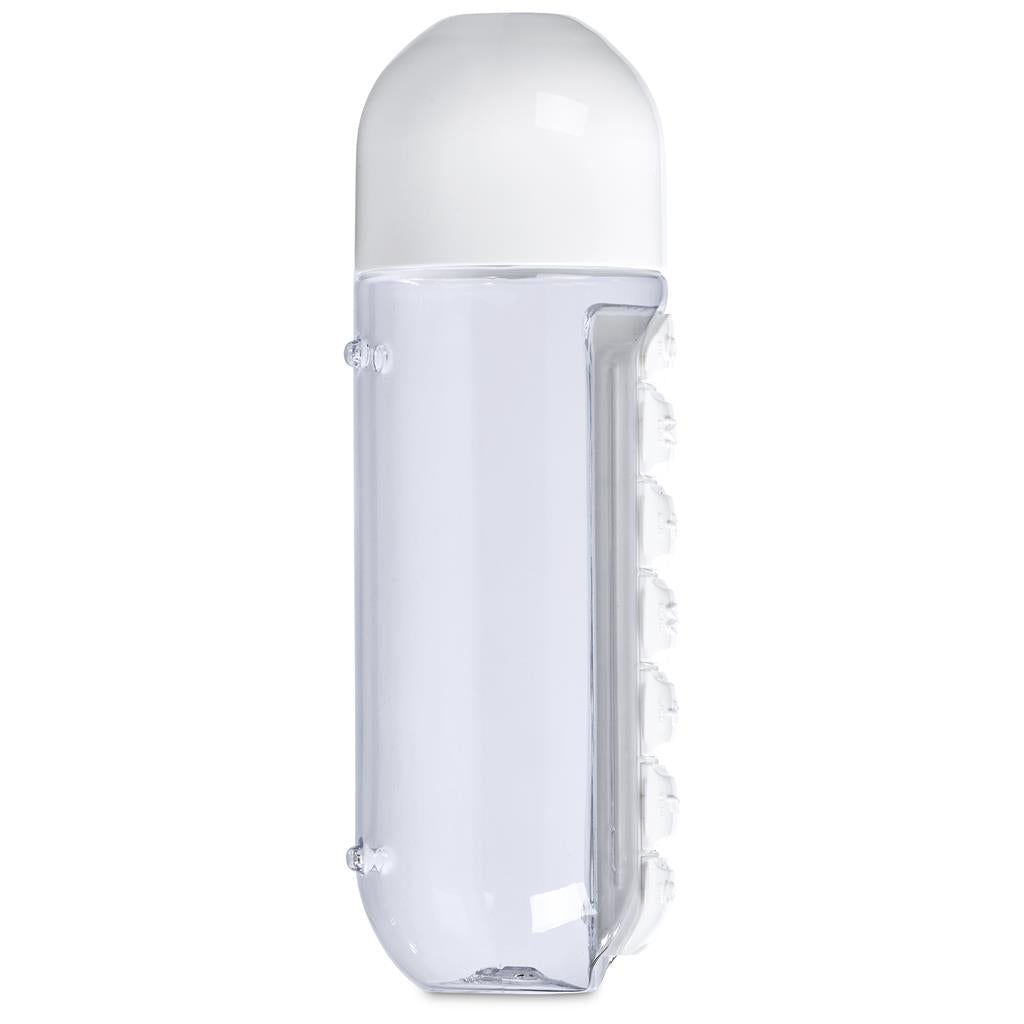 Altitude Vita-Stream Pill Box Plastic Water Bottle - 600ml SOLID WHITE