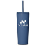 Kooshty Concorde Stainless Steel & Plastic Double-Wall Tumbler & Straw - 720ml NEW BLUE
