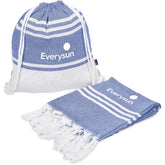 US Basic Santa Cruz Cotton-Rich Beach Towel & Drawstring Bag BLUE