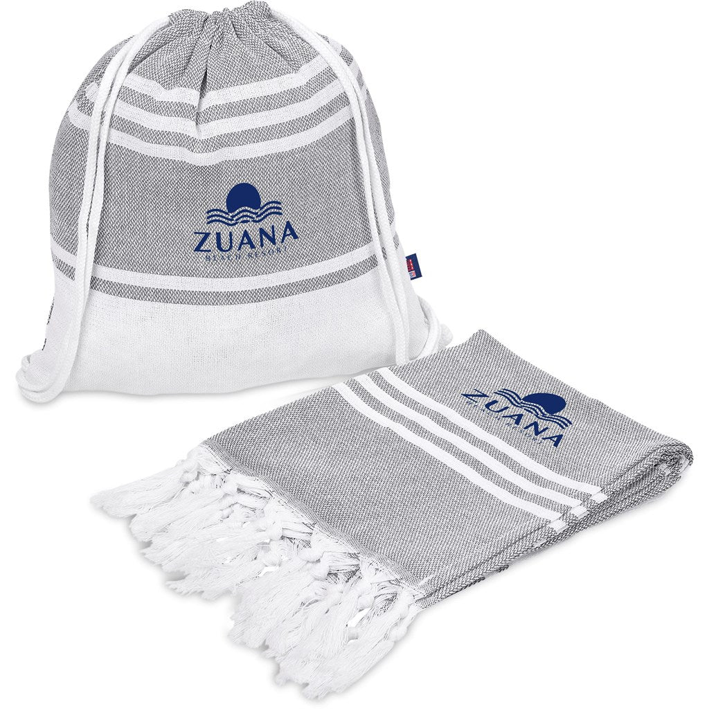 US Basic Santa Cruz Cotton-Rich Beach Towel & Drawstring Bag GREY