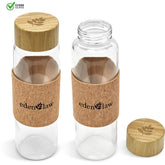 Kooshty Clear Bamboost Glass Water Bottle - 700ml NATURAL