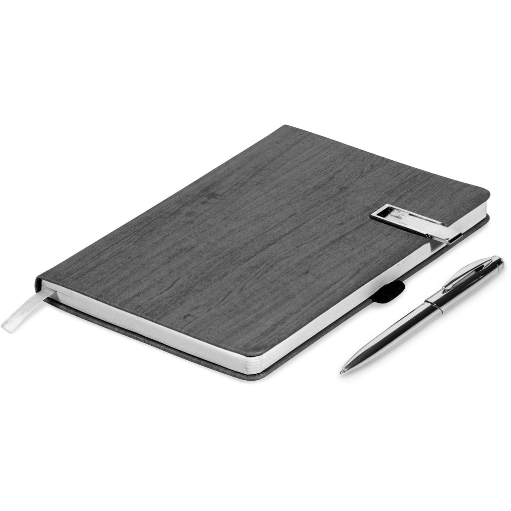 Oakridge A5 Hard Cover Flash Drive Notebook - 8GB 8GB GREY